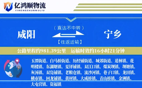 咸阳到宁乡物流公司