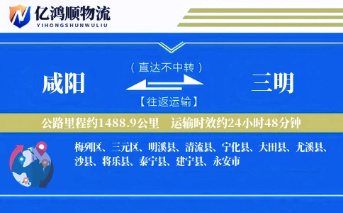 咸阳到三明物流公司