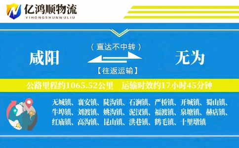 咸阳到无为物流公司