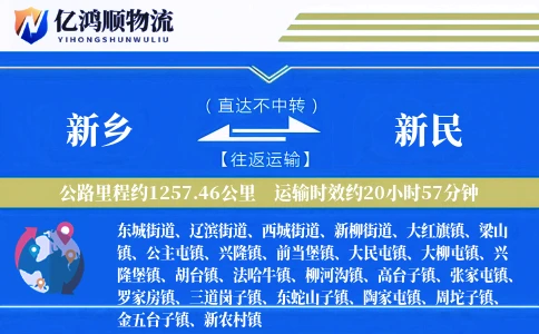 新乡到新民物流公司