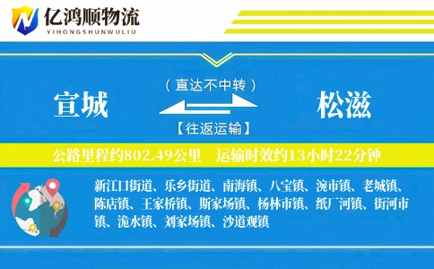 宣城到松滋物流公司