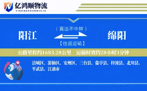 阳江到绵阳物流公司