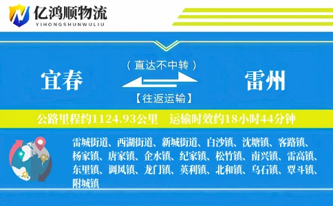 宜春到雷州物流公司