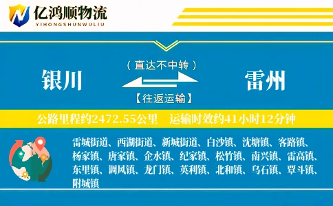 银川到雷州物流公司