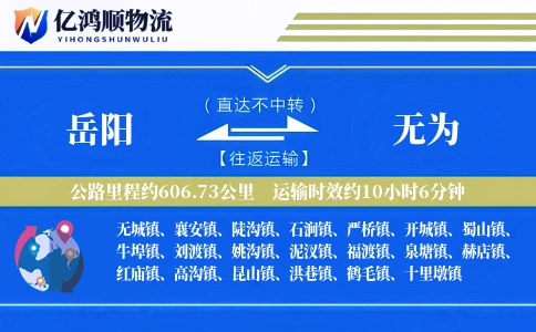 岳阳到无为物流公司