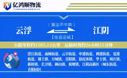云浮到江阴物流公司
