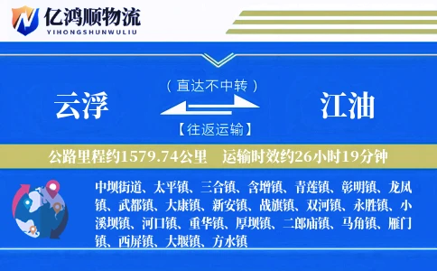 云浮到江油物流公司