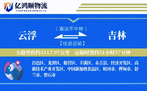 云浮到吉林物流公司