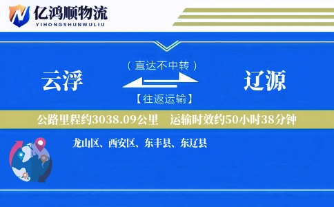 云浮到辽源物流公司