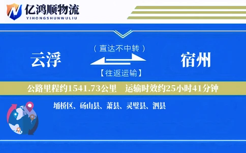 云浮到宿州物流公司