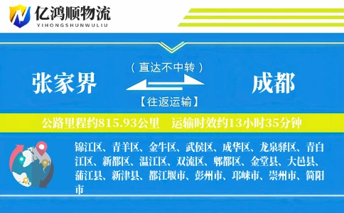 张家界到成都物流公司