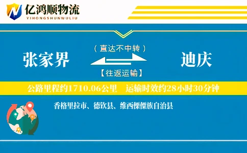 张家界到迪庆物流公司