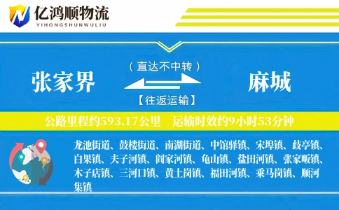 张家界到麻城物流公司