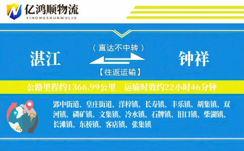 湛江到钟祥物流公司
