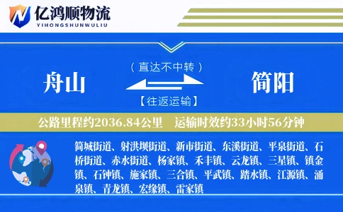 舟山到简阳物流公司