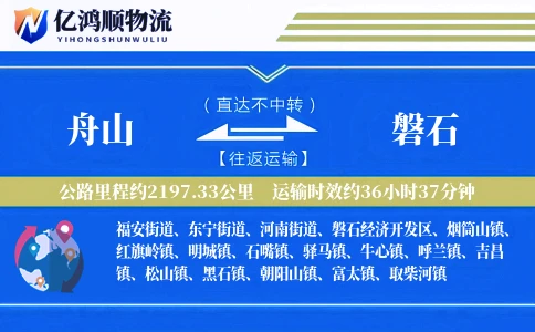 舟山到磐石物流公司