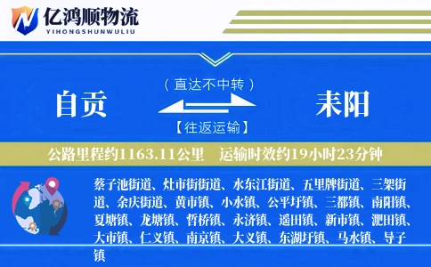 自贡到耒阳物流公司