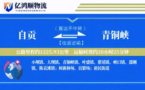 自贡到青铜峡物流公司