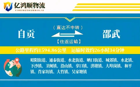 自贡到邵武物流公司