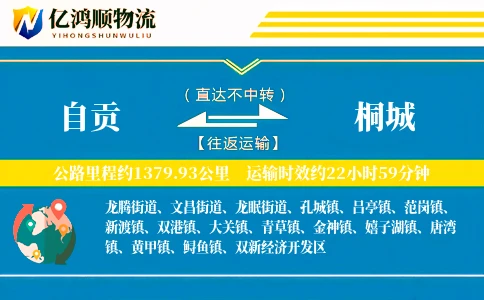 自贡到桐城物流公司