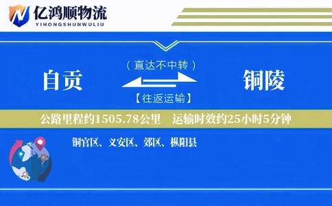 自贡到铜陵物流公司