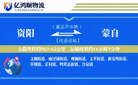 资阳到蒙自物流公司